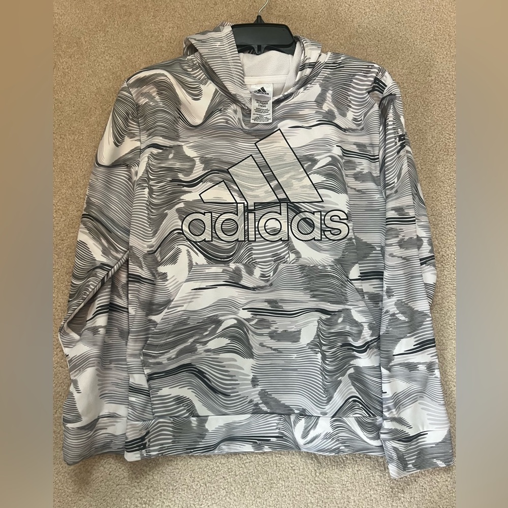 Boys XL grey and white Adidas hoodie
